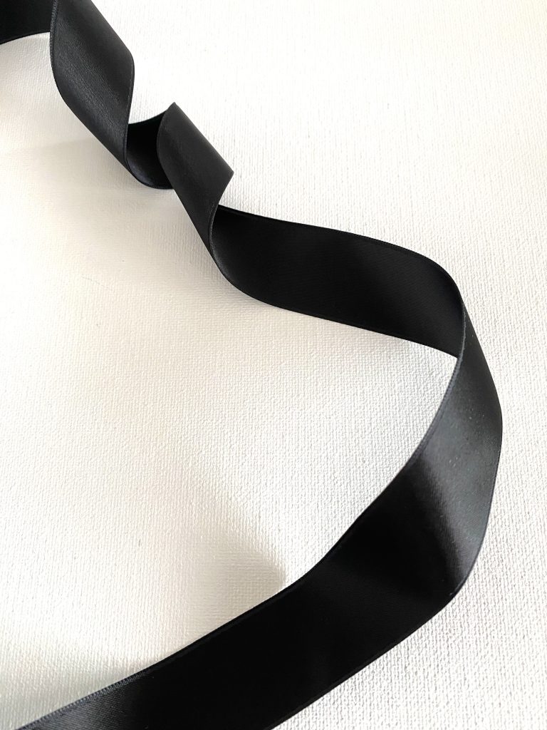 Ceinture ruban satin noir - 25mm